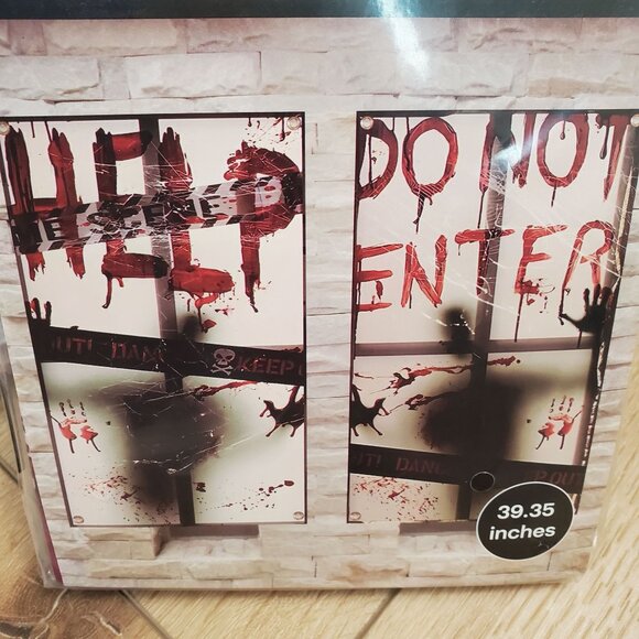 4 Halloween Window Decor Spooky Village Blood Splatter 39" Haunted Horror Lot - Picture 4 of 12